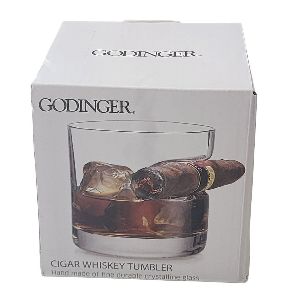 Godinger Cigar Whiskey Old Fashioned Glass Hand‎ Made 12oz Drinkware